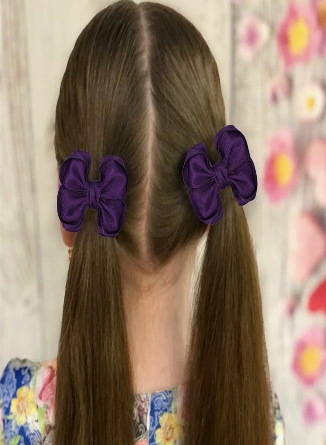 Zolyco Tiny 3 Inch Hair Clips Double Bow - Cute Lined Boutique Alligator Hairpin for Girls, Toddlers, and Little Teens - Kids Barrettes Set of 2 Small Stylish - Image 2